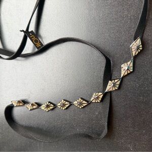 NOIR Black Velvet Geometric Diamond Choker Necklace‎ Statement